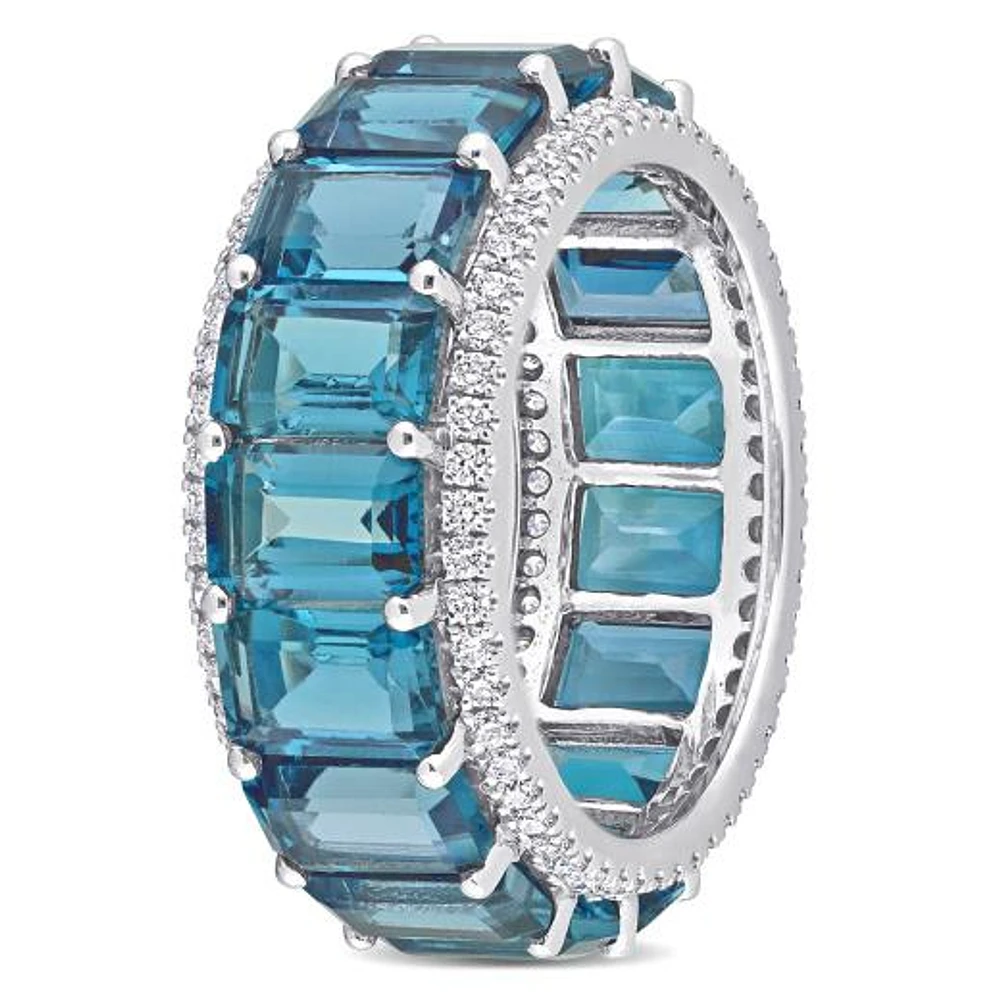 JULIANNA B 14K White Gold London Blue Topaz & Diamond Ring