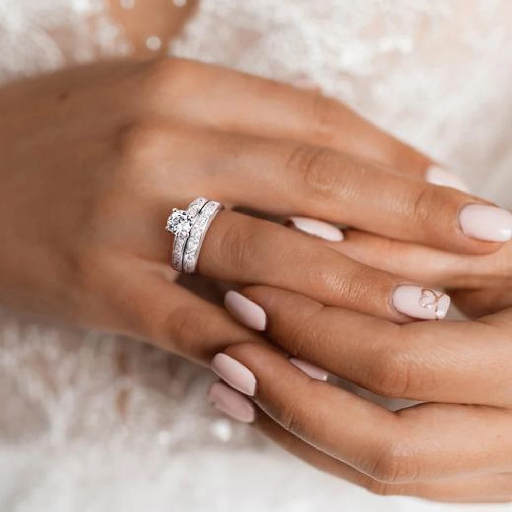 Julianna B Sterling Silver Cubic Zirconia Bridal Set