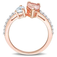 JULIANNA B 14K Rose Gold Morganite Aquamarine & Diamond Ring