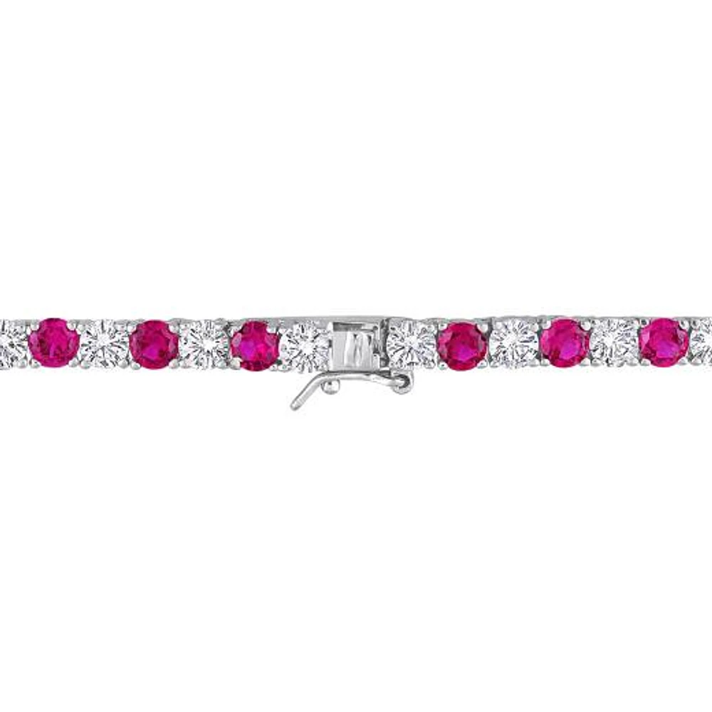 Julianna B Sterling Silver Created Ruby & Created White Sapphire Necklace 17