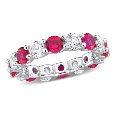 Julianna B Sterling Silver Created Ruby & White Sapphire Eternity Ring