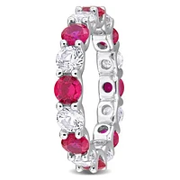Julianna B Sterling Silver Created Ruby & White Sapphire Eternity Ring