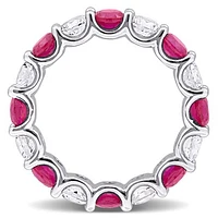 Julianna B Sterling Silver Created Ruby & White Sapphire Eternity Ring