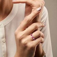 Julianna B Sterling Silver Created Ruby & White Sapphire Eternity Ring