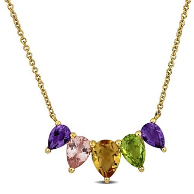 Julianna B Yellow Plated Sterling Silver Multi-Gemstone Necklace 18