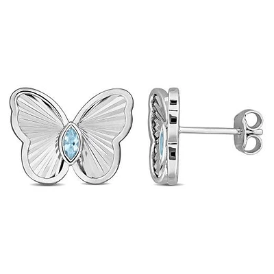 Julianna B Sterling Silver Blue Topaz Butterfly Earrings