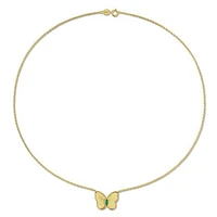Julianna B Yellow Plated Sterling Silver Created Emerald Butterfly 17" Pendant