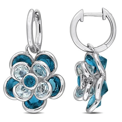 Julianna B Sterling Silver London Blue & Sky Blue Topaz Flower Earrings