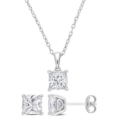 Julianna B Sterling Silver Created White Sapphire Earrings 18" Pendant Set