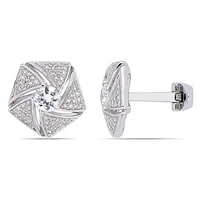 Julianna B Sterling Silver White Sapphire & Diamond Cufflinks