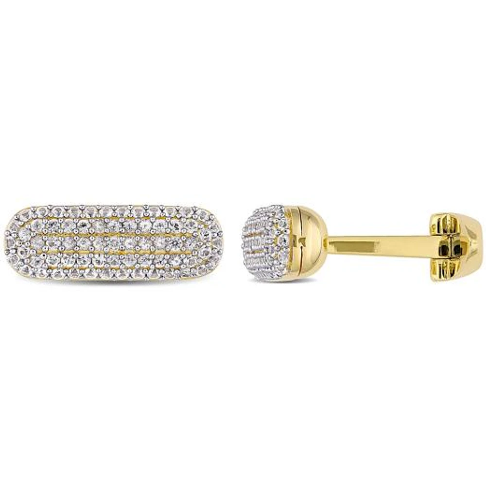 Julianna B Yellow Plated Sterling Silver White Sapphire Cufflinks