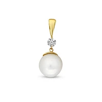 Brevani Diamond and Pearl Pendant in 14K Yellow Gold