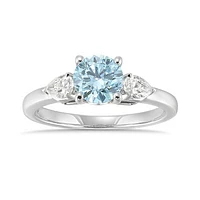 New Brilliance Lab Grown 1.30CTW Blue & White Diamond Ring in 14K White Gold