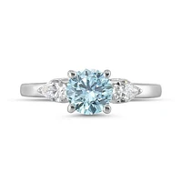 New Brilliance Lab Grown 1.30CTW Blue & White Diamond Ring in 14K White Gold