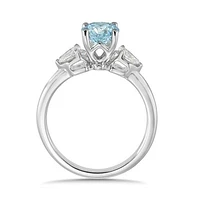 New Brilliance Lab Grown 1.30CTW Blue & White Diamond Ring in 14K White Gold