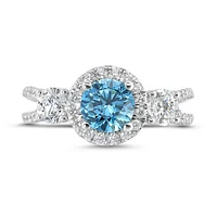 New Brilliance Lab Grown 2.00CTW Blue & White Diamond Ring in 14K White Gold