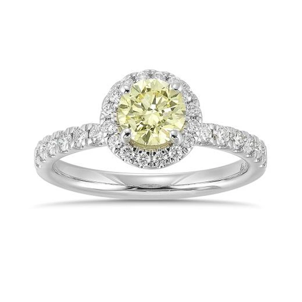 New Brilliance Lab Grown 1.26CTW Yellow & White Diamond Ring in 14K White Gold