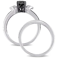 JULIANNA B 1.12CTW Black & White Diamond Bridal Set Sterling Silver
