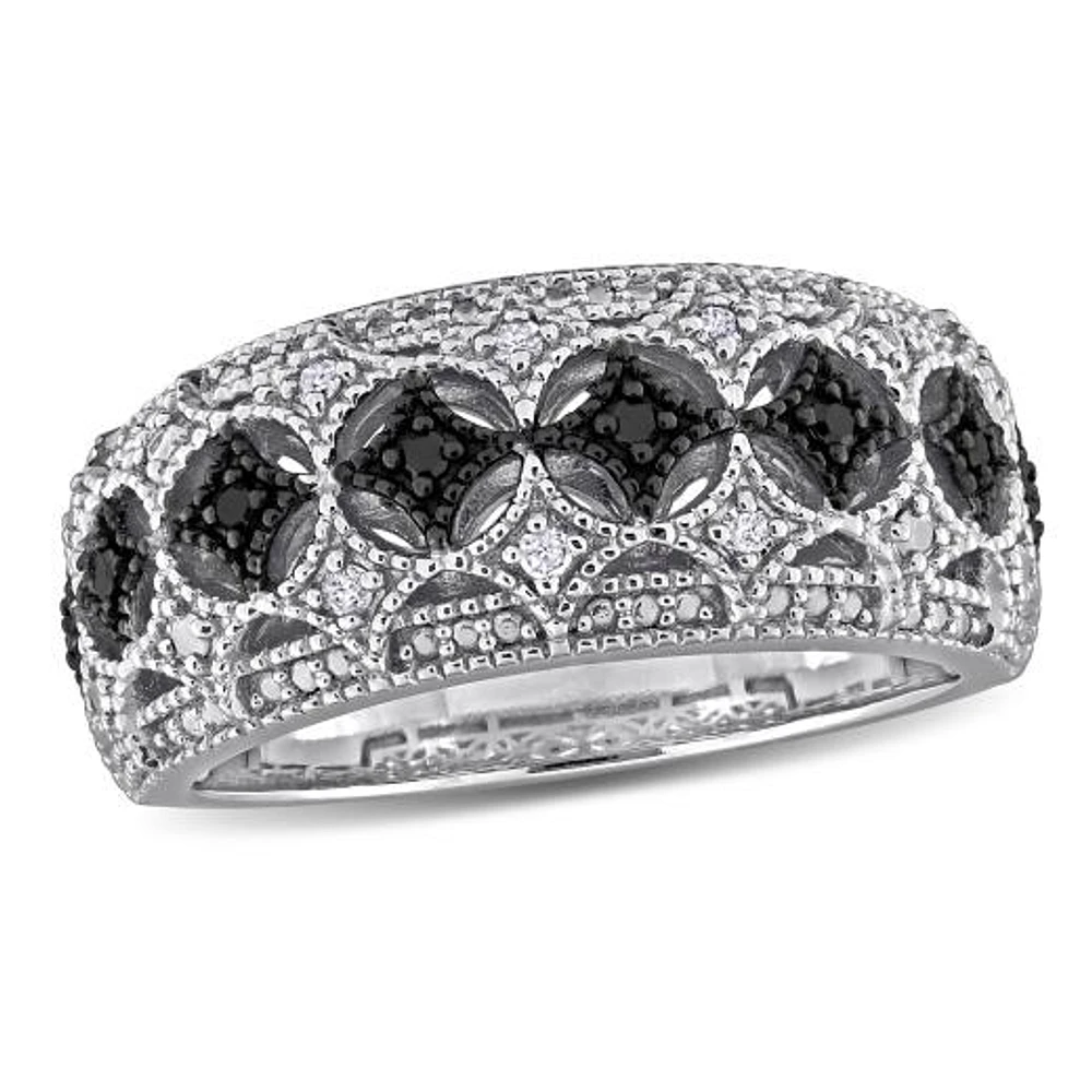 Julianna B 0.10CTW Black & White Diamond Fashion Band Sterling Silver
