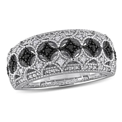 Julianna B 0.10CTW Black & White Diamond Fashion Band Sterling Silver