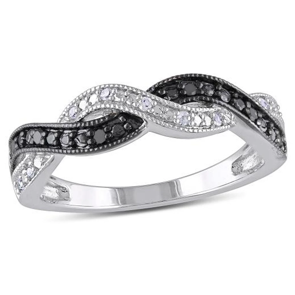 JULIANNA B 0.10CTW Black & White Diamond Fashion Ring Sterling Silver