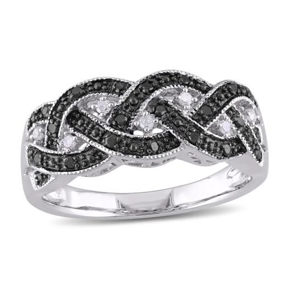 JULIANNA B 0.16CTW Black & White Diamond Fashion Ring Sterling Silver