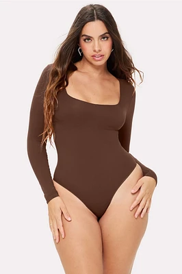 Nearly Naked Shapewear Square Neck Long Sleeve Bodysuit