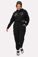 Cozy Fleece Starry Cropped Hoodie