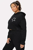 Cozy Fleece Starry Cropped Hoodie