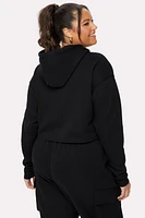 Cozy Fleece Starry Cropped Hoodie