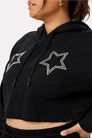 Cozy Fleece Starry Cropped Hoodie