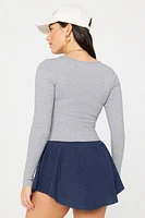 Daily Rib Cropped Square Neck Long-Sleeve