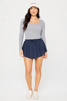 Daily Rib Cropped Square Neck Long-Sleeve