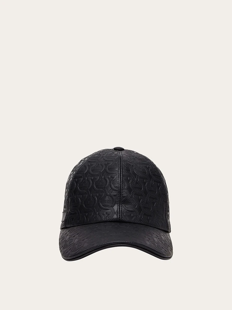 Leather Gancini baseball cap