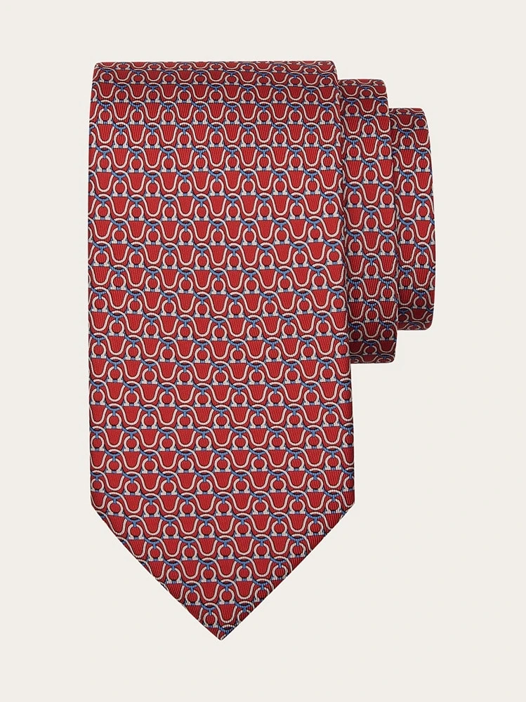 Gancini print silk tie