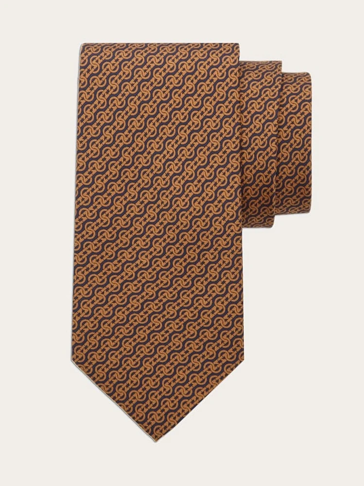 Woven print silk tie