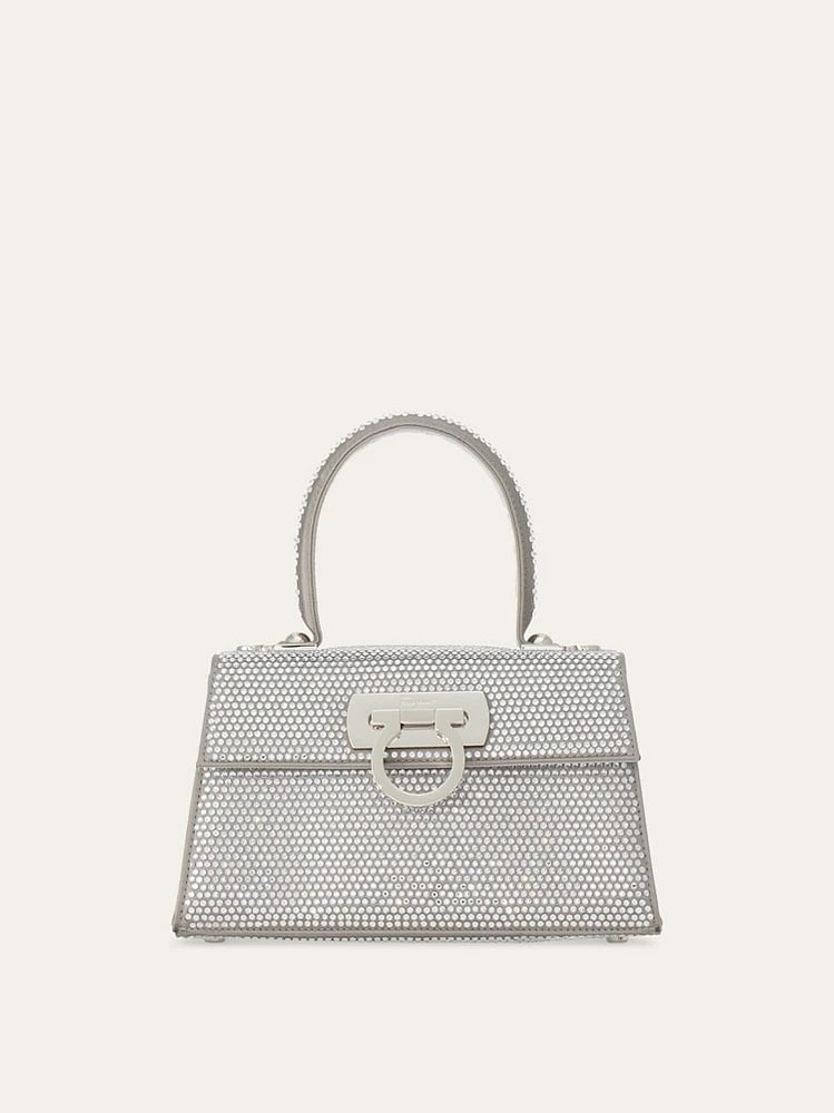East-West Iconic Top Handle with crystals (S)