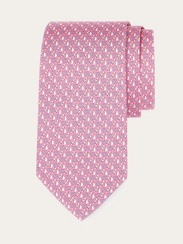 Equestrian print silk tie