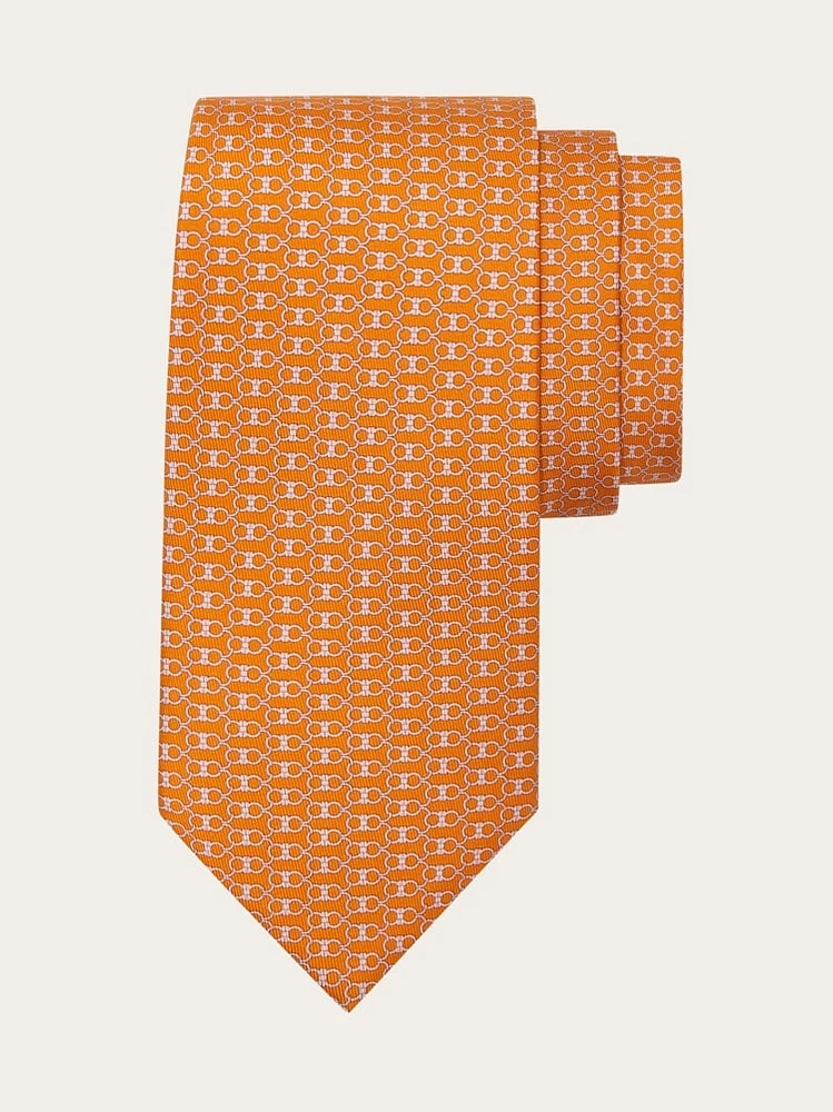 Gancini print silk tie