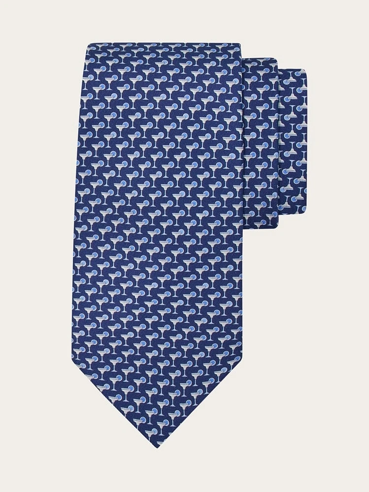 Margarita print silk tie