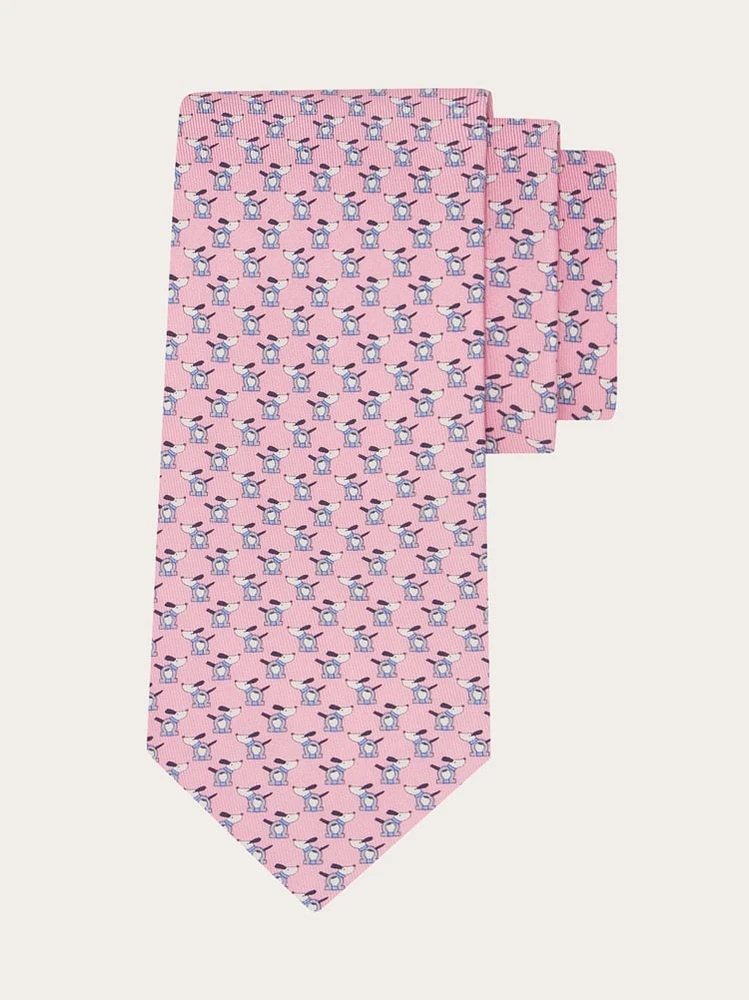 Printed silk tie with dogs and Gancios