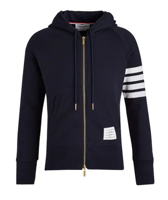 4-Bar Sleeve Zip-Up Hooded Sweater
