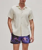 Waffle Terry Cotton Camp Shirt
