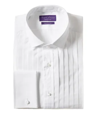 Solid Pleated Bib Poplin Dress Shirt