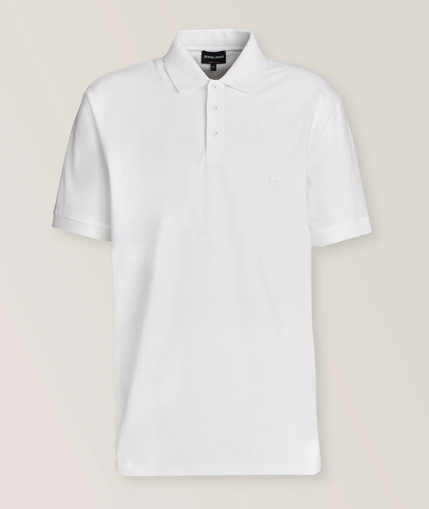 Embroidered Monogram Stretch-Cotton Polo