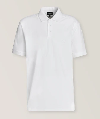 Embroidered Monogram Stretch-Cotton Polo