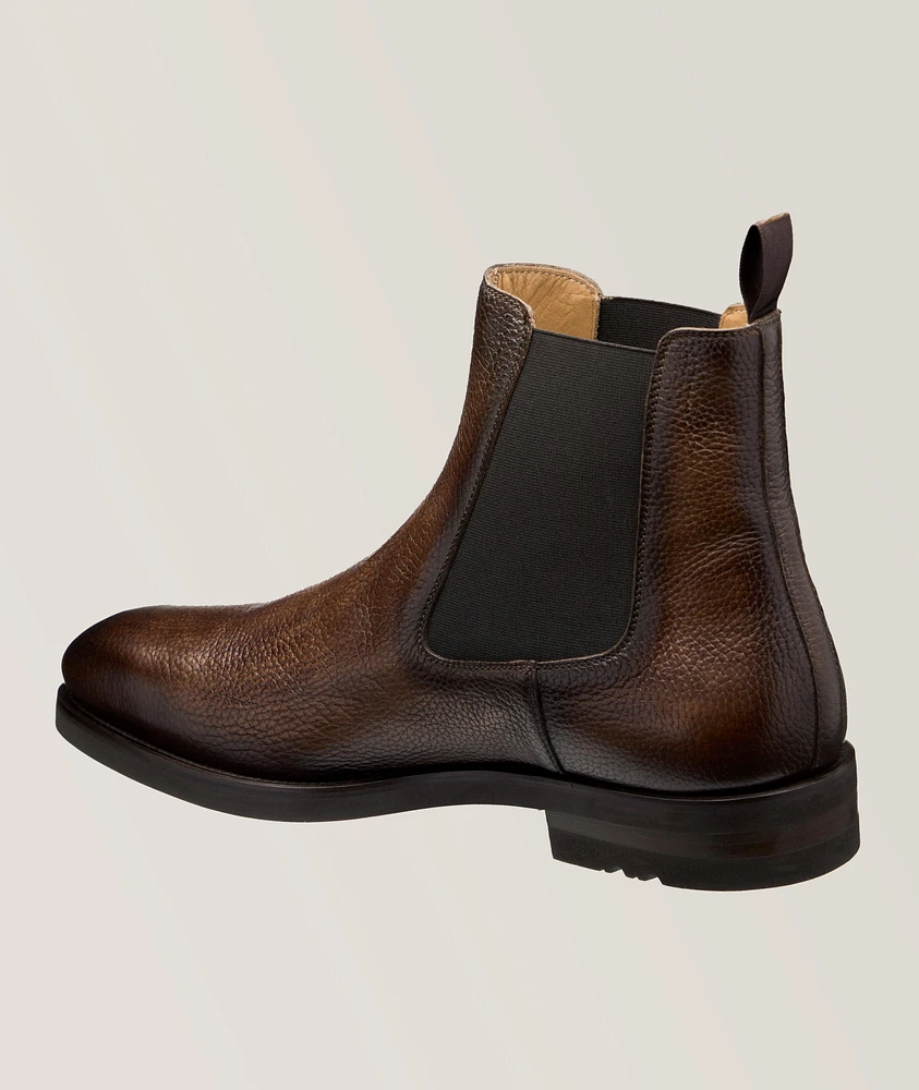 Grained Leather Chelsea Boots