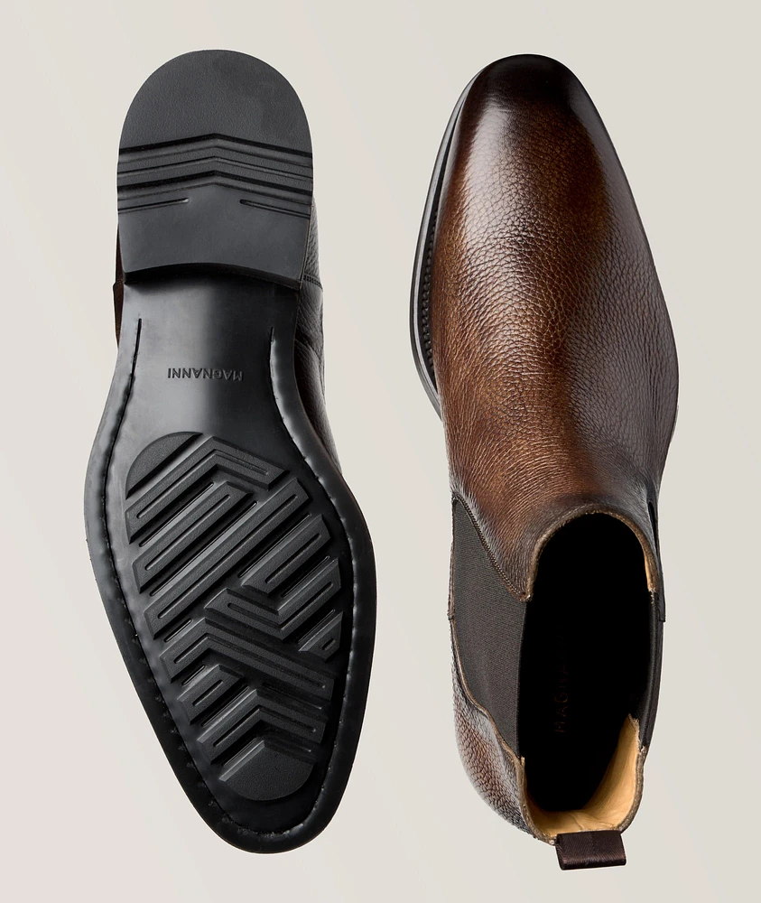 Grained Leather Chelsea Boots