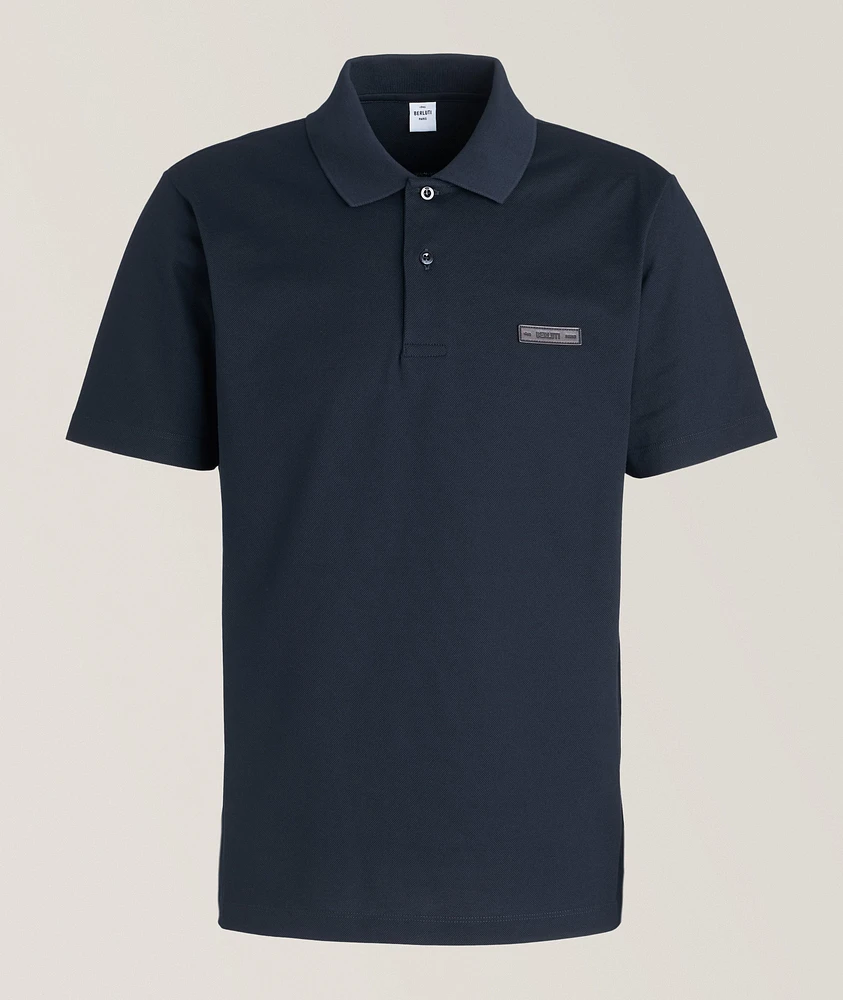 Piqué Cotton Leather Tab Logo Polo