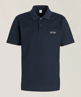 Piqué Cotton Leather Tab Logo Polo